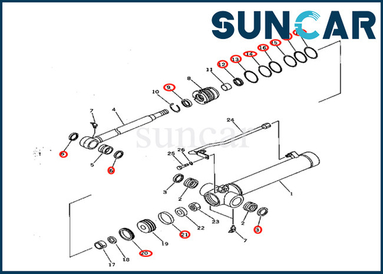 7079822080 707-98-22080 ชุดซ่อมกระบอกสูบแขน Komatsu เหมาะกับ PC28UD-2 PC28UG-2 PC28UU-2