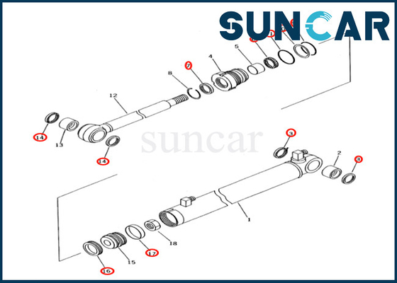 ชุดซีลกระบอกสูบแขนสไลด์ 707-98-04610 7079804610 Komatsu เหมาะกับ PC27R-8 PC28UD-2 PC28UG-2