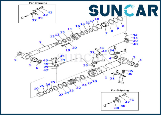 Komatsu Boom Cylinder Service Kit 707-99-59070 7079959070 เหมาะกับ PC290LC-10 Boom Cylinder Seal Kit