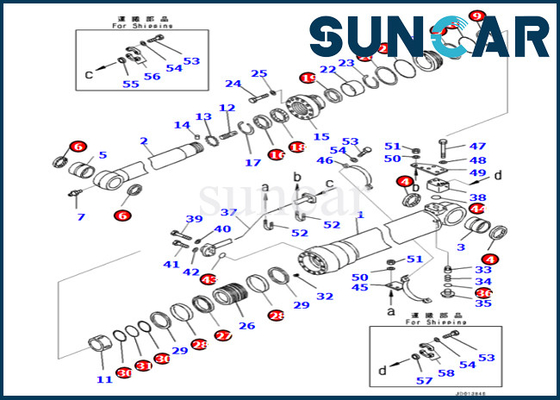 7079959680 707-99-59680 Komatsu Arm Cylinder Repair Seal Kit สำหรับ PC290LC-10 PC290NLC-10