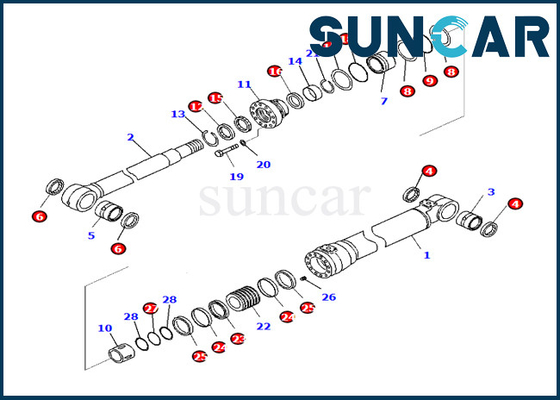 ชุดซ่อมซีลกระบอกสูบบูม Komatsu 7079959090 707-99-59090 เหมาะกับ PC290LC-10 PC290NLC-10