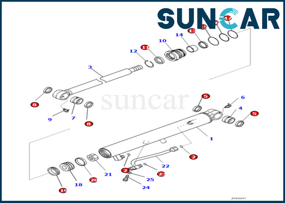 Komatsu 707-98-14370 7079814370 Bucket Cylinder Service Kit สำหรับ PC35MR-3 PC30MR-3 Bucket Cylinder Seal Kit