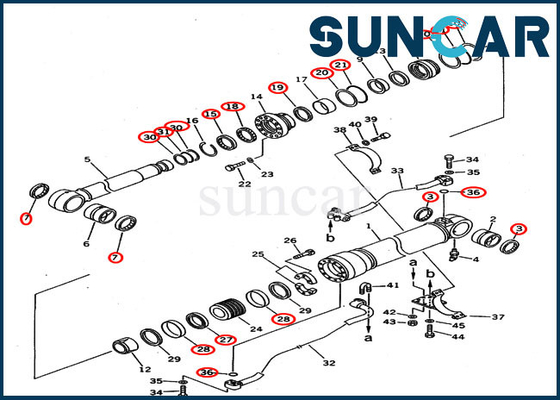 Boom Seal Kit 207-63-02100 กระบอกไฮดรอลิก 2076302100 สำหรับ KOMATSU PC300-5 PC300LC-5 Excavator