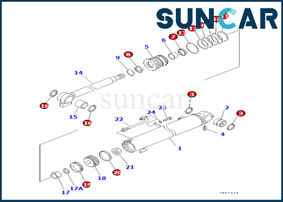 ชุดซีลกระบอกสูบบูม Komatsu 7079829600 707-98-29600 ชุดซีลกระบอกสูบบูมสำหรับ PC30R-8 PC35R-8