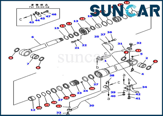 707-99-58370 Bucket Seal Kit PC350LC-6 PC340NLC-6  ชุดซ่อมกระบอกสูบเหมาะกับ Komatsu Heavy Equipment