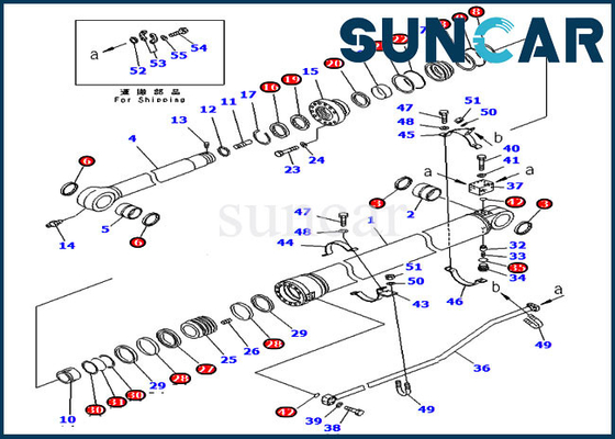 ชิ้นส่วนรถขุด 707-99-67095 Arm Cylinder Service Kit สำหรับ PC300-7 Komatsu Replacement Seal Kit
