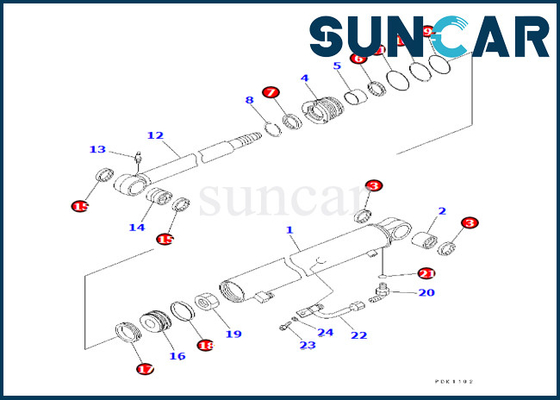 7079823810 707-98-23810 Komatsu Arm Cylinder Repair Seal kit เหมาะกับ PC35MR-1 PC35MRX-1A