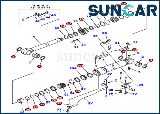 PC300LC-7 PC360-7 707-99-58030 Komatsu Boom Service Kit สวมชุดซีลซ่อมกระบอกสูบความต้านทาน