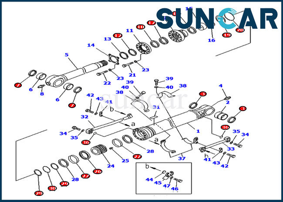 รถขุดรุ่นต่างประเทศ 707-99-59370 PC300-7 Bucket Seal Repair Kit กระบอกไฮดรอลิก Komatsu