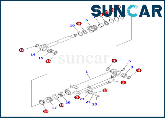 ชุดซีลกระบอกมุมใบมีด 707-98-13220 7079813220 Komatsu เหมาะกับ PC35MR-3 PC35MR-2