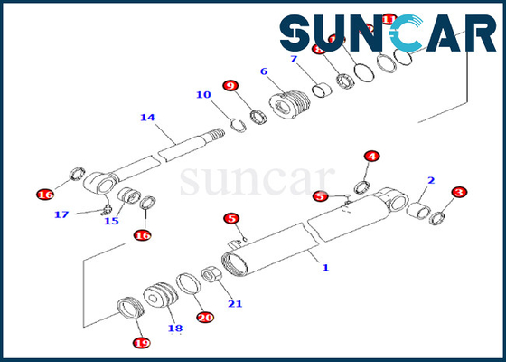 Komatsu 7079829630 707-98-29630 Boom Swing กระบอกซีลชุดซ่อมสำหรับ PC35MR-3 PC35MR-2