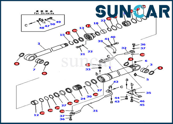 PC350-8 PC300-8 707-99-58081 Komatsu Seal Repair Kit Boom กระบอกไฮดรอลิกซีลน้ำมัน Kit
