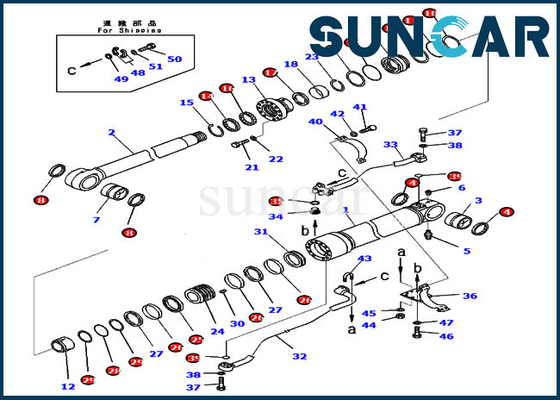 707-99-58031 7079958031 Boom Service Kit ชุดซีลกระบอกสำหรับ KOMATSU PC350-8 PC300-8 PC300LC-8