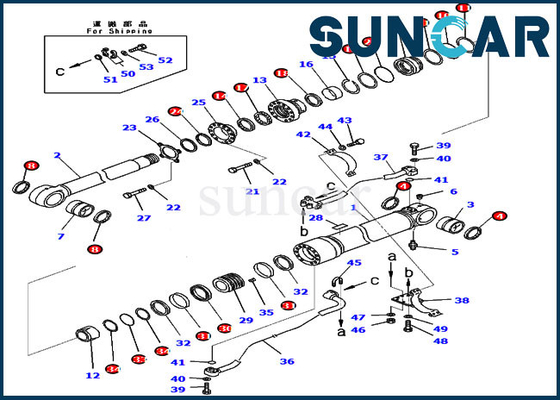 PC300-8 Komatsu 707-99-59362 ชุดซ่อมกระบอกสูบบูม 7079959362 ชุดซีลน้ำมันทดแทนไฮดรอลิก