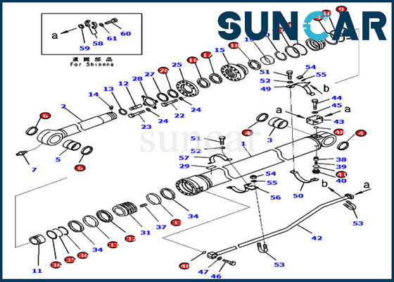 707-99-72281 Arm Cylinder Seal Kit ชุดซ่อมสำหรับอุปกรณ์รุ่น PC300-8 Komatsu Inner Parts