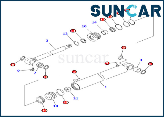 Komatsu 707-98-29670 7079829670 Boom Swing Cylinder Seal Kit สำหรับ PC35MR-3 ทนน้ำมันและสึกหรอ