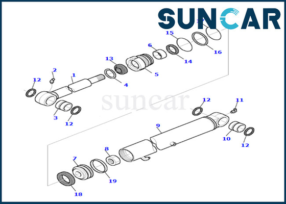 ชุดซีลกระบอกสูบกระบอกสูบ 878000538 ชุด PC35R-8 Komatsu Wear และชุดบริการกระบอกสูบถังแบบทนน้ำมัน