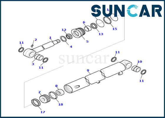 878000657 Boom Swing Cylinder Seal Kit Komatsu เหมาะกับ PC35R-8 Boom Swing Cylinder Seal Repair Kit
