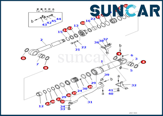 ชุดซีลกระบอกสูบบูม 707-99-59141 7079959141 Komatsu สำหรับ PC360LC-10 PC360NLC-10 ชุดบริการกระบอกสูบบูม