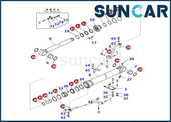 Komatsu 721-98-01970 7219801970 Boom Cylinder Sealing Kit สำหรับ PC360LCI-11 PC390LCI-11