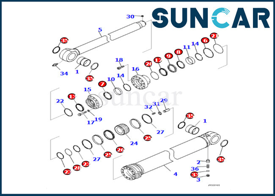 Komatsu Arm Cylinder Repair Seal Kit 7219801981 721-98-01981 สำหรับ PC360LCI-11 PC390LCI-11