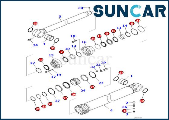 Arm Cylinder Seal Kit 7219801980 721-98-01980 Komatsu เหมาะกับ PC360LCI-11 Arm Cylinder Repair Seal Kit