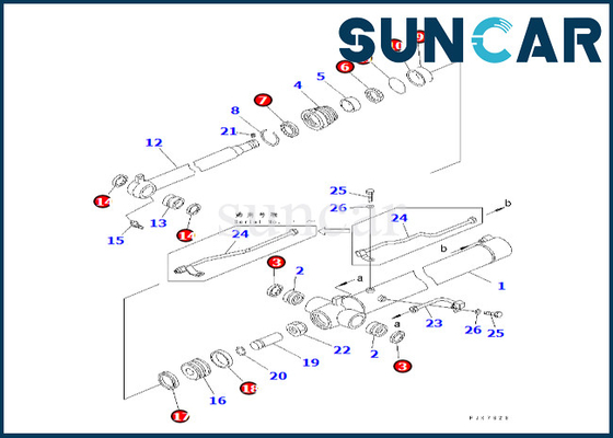 Arm Cylinder Sealing Kit Komatsu 707-98-25260 7079825260 สำหรับ PC38UU-3 Arm Cylinder Service Kit