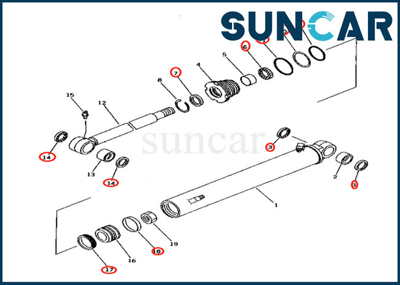 Komatsu 707-98-25520 ชุดบริการบูมสวิงกระบอก 7079825520 เหมาะกับ PC38UU-2 PC38UUM-2 PC40-7