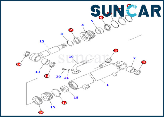 707-98-25110 7079825110 ชุดซีลกระบอกสูบแขน Komatsu เหมาะกับ PC38UU-3 ชุดบริการกระบอกสูบแขน