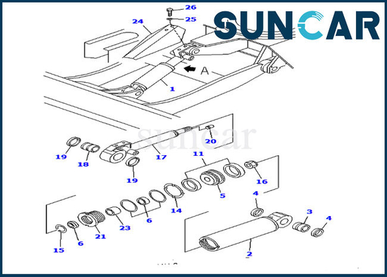 ชุดซ่อมซีลขุดเจาะสำหรับ YM172422-72700 PC30FR-2 Komatsu Blade Cylinder Service Kit