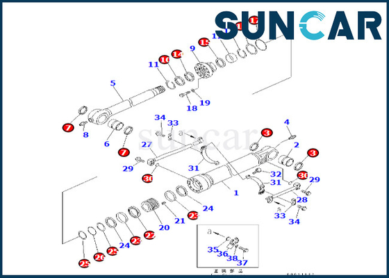ชุดซีลกระบอกสูบถัง 707-99-66240 7079966240 Komatsu สำหรับ PC400-7 PC300LL-7E0 PC350LL-7E0