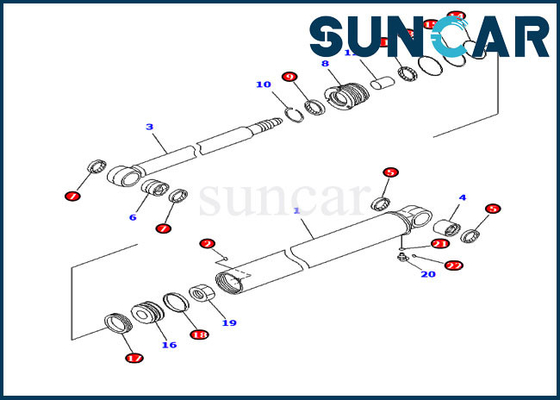 PC35MR-3 PC30MR-3 KOMATSU 707-98-23870 7079823870 Arm Seal Kit กระบอกไฮดรอลิก