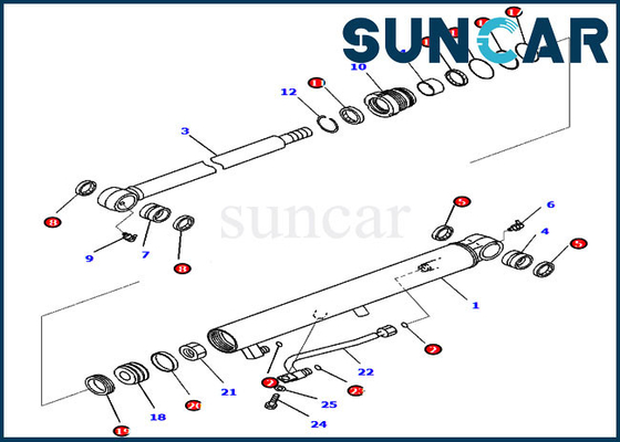 ชุดบริการกระบอกสูบถัง 707-98-14350 7079814350 สำหรับ Komatsu PC35MR-3 PC30MR-3 Model Parts