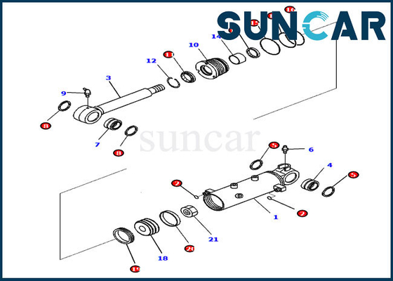 707-98-22930 ชุดใบมีดกระบอกซีลชุดบริการอะไหล่เหมาะกับ Komatsu PC30MR-3 PC30MR-5 PC27MR-3