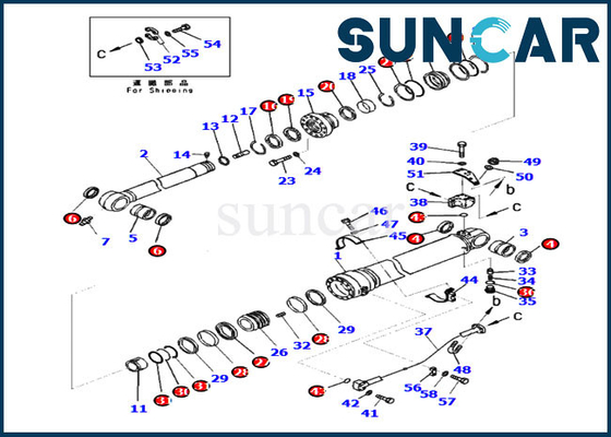 707-99-72080 ชุดซีลแขนกระบอกชุดซ่อม Komatsu PC360LC-10 PC390LC-10 Service Kits