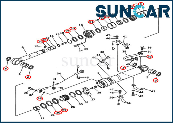 ชุดซีลแขน 707-99-68515 PC400-5D PC400-6C รถขุด Komatsu กระบอกซ่อมชุดซีล