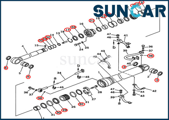 707-99-69500 ​​7079969500 ​​ชุดซ่อมซีลกระบอกแขนเหมาะกับรุ่นต่างประเทศ PC450-6 PC450LC-6 Komatsu