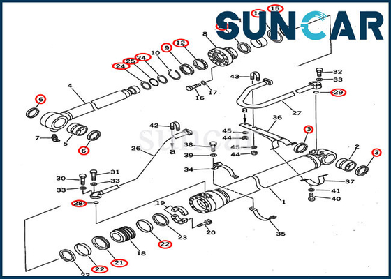 707-99-50600 Komatsu Bucket Cylinder Seal Kit ชุดบริการสำหรับ PC400-5 PC400LC-5 Bottom Dump Loader