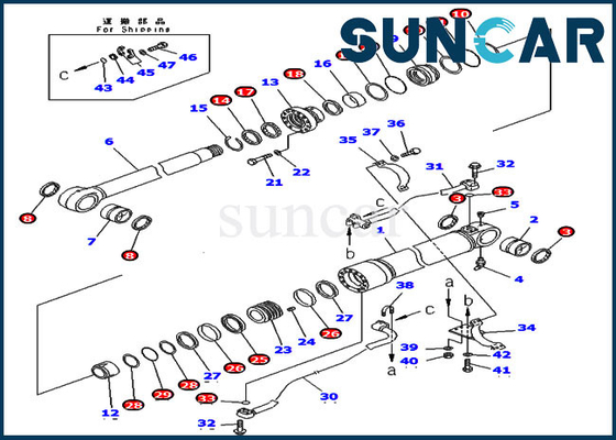 PC400-6C PC400LC-6Z Komatsu 707-99-67305 7079967305 Excavator Boom Service Kit Hydraulic Cylinder