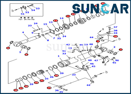 ชุดอุปกรณ์แขนกระบอก 707-99-76140 ชุดซีลบุ้งกี๋ 7079976140 เหมาะกับรุ่น Komatsu PC400LC-7 PC400-7