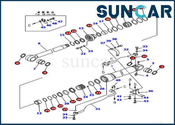 PC400-7 PC400LC-7 KOMATSU 707-99-72310 7079972310 Boom Cylinder Seal Kit ชุดบริการรถขุด