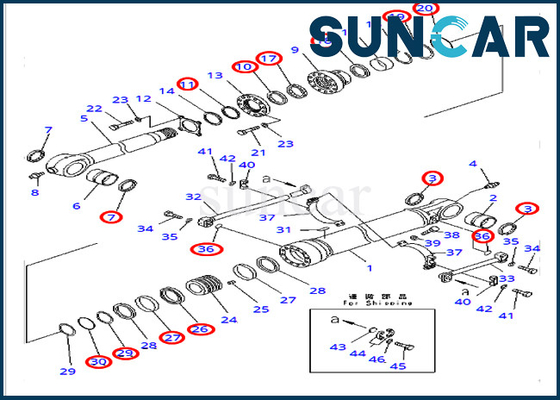 ชุดซ่อมซีลกระบอกสูบถัง 707-99-65220 สำหรับ PC400-7 PC400LC-7 Komatsu Excavator Heavy Equipment