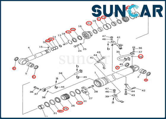 Komatsu Arm Cylinder Seal Kit Bucket Cylinder Seal Kit 7079968510 707-99-68510 Komatsu สำหรับ PC400 PC400-6Z