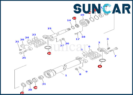 แถบเลื่อนด้านข้างกระบอกซีลชุด Komatsu 7079835110 707-98-35110 Super Liner ซีลกระบอกชุดเหมาะกับ GD825A-2