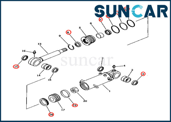 ใบมีดยกชุดซีลกระบอก 707-98-32810 7079832810 สำหรับ PC40-7 PC40MR-1 Komatsu ใบมีดยกชุดซีลกระบอก