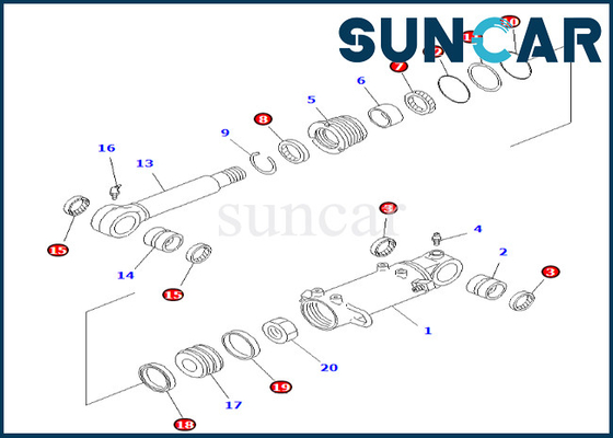 7079832120 707-98-32120 ใบมีดกระบอกซีลชุด Komatsu สำหรับ PC40-7 PC40R-7 ใบมีดกระบอกซีลชุด