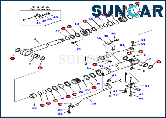 ชุดซีล 707-99-67871 7079967871 ชุดซ่อมกระบอกไฮดรอลิกบูมสำหรับ PC450-8R PC400LC-8 Komatsu