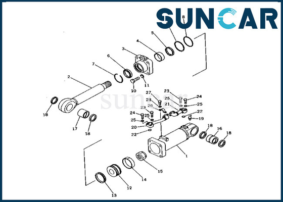 Komatsu Bottom Dump Cylinder Seal Kit 2086395300 208-63-95300 สำหรับ PC400-1 PC400LC-1 ชุดซ่อมกระบอกสูบด้านล่าง