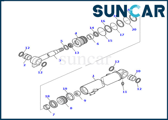 ชุดซ่อมซีลกระบอกสูบบูมที่ขายดีที่สุด Boom Cylinder Seal Kit 878000659 Komatsu สำหรับ PC45R-8