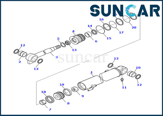ทนต่อการสึกหรอ 878000539 Boom Cylinder Seal Kit สำหรับ PC45R-8 Komatsu Boom Cylinder Replacement Kit